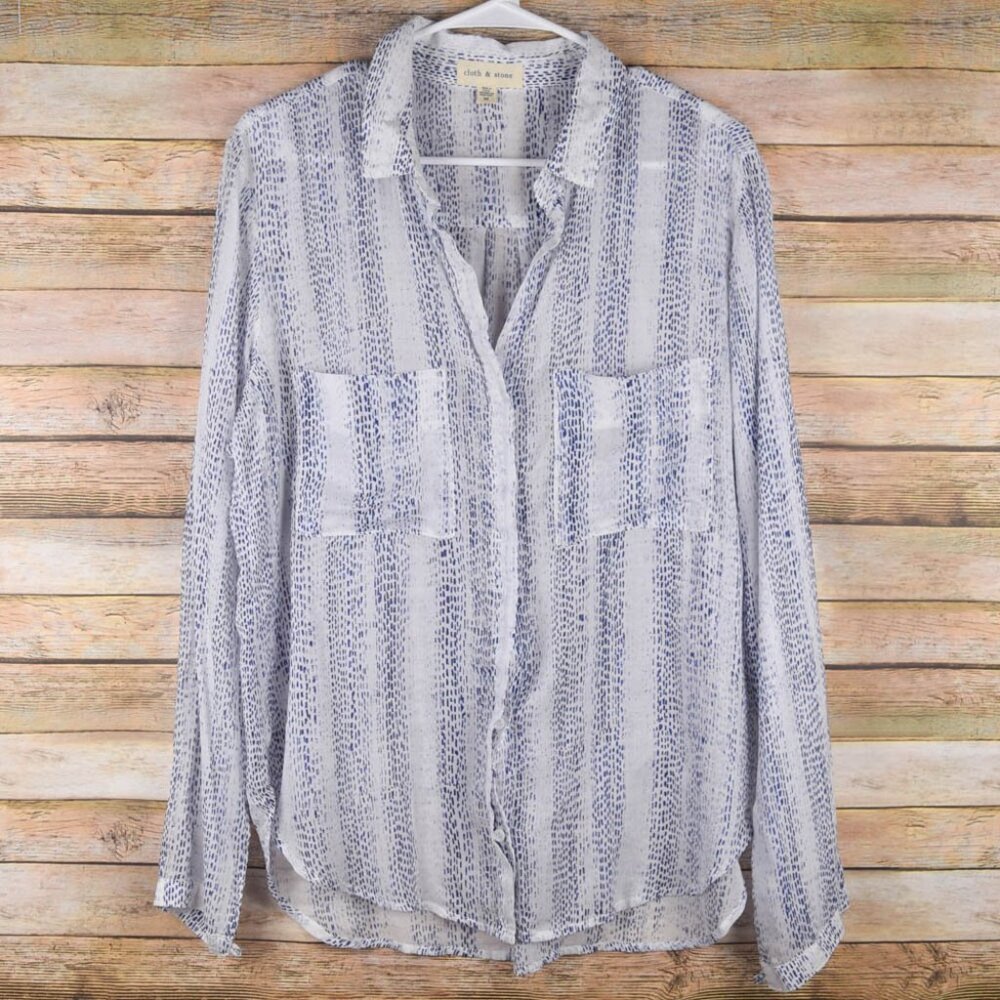 Cloth & Stone Blue and White Button-Down Shirt